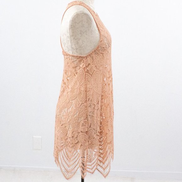 For Love & Lemons S Lace Mini Dress Short Pink Beach CoverUp Lingerie Chemise - Picture 7 of 10